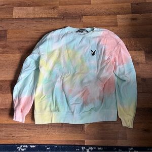 Playboy x Missguided Pastel Tie Dye Oversized Crew Neck Sweatshirt